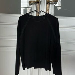 Men’s Slinky 50% Italian Wool Sweater with Sheer-Weave Jersey Sleeve Detailing